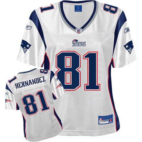 Patriots #81 Aaron Hernandez White Women's Team Stitched NFL Jersey - Click Image to Close